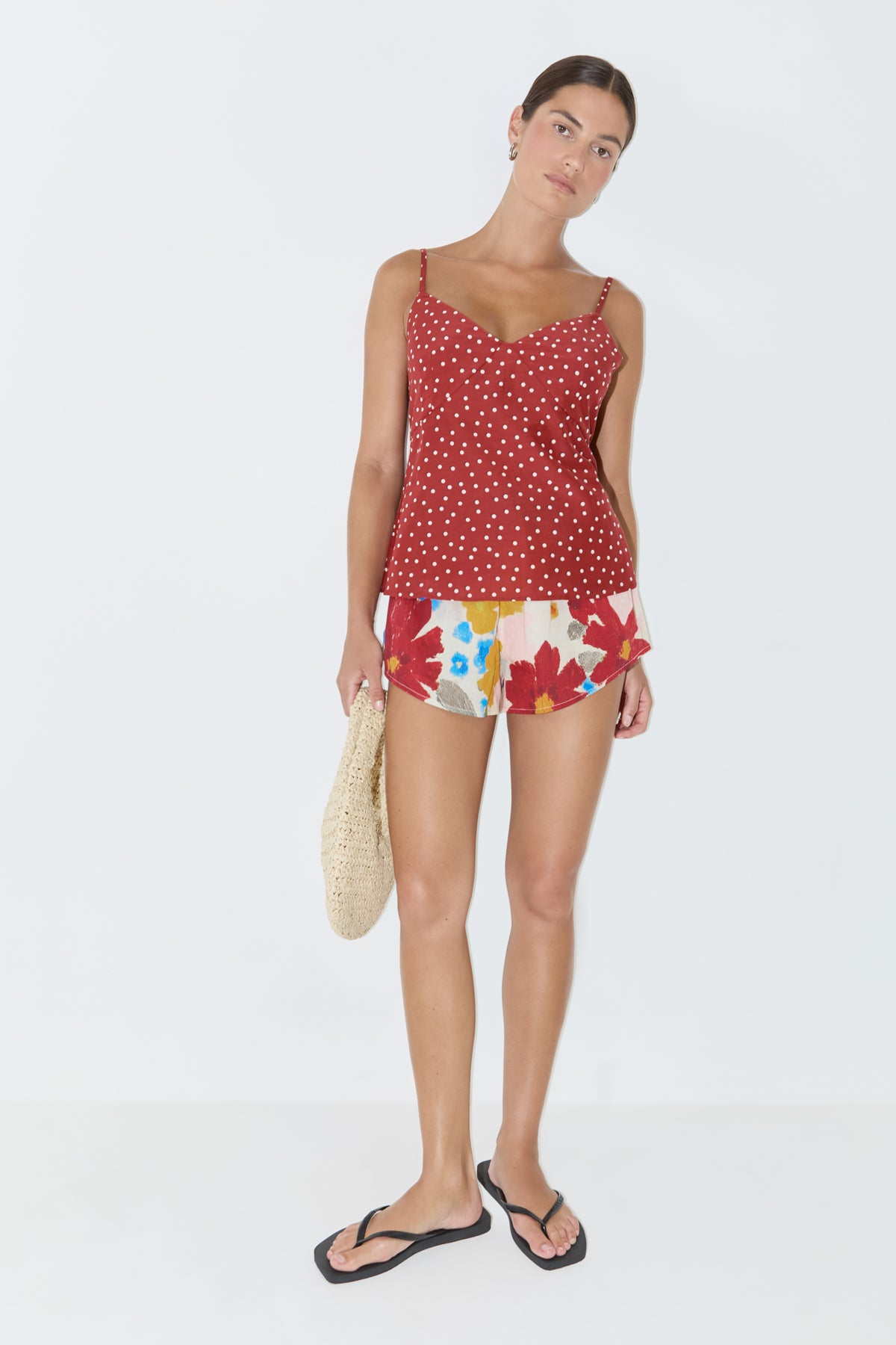 Cotton Silk Cami Top - Red Spot
