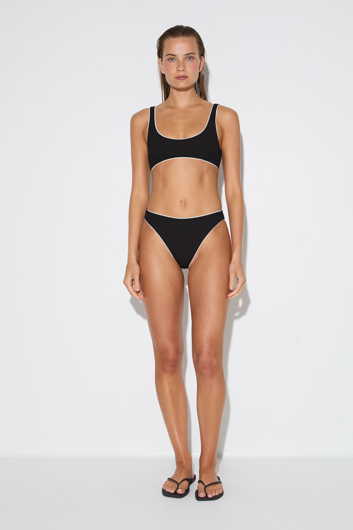 Crinkle High Cut Brief - Black