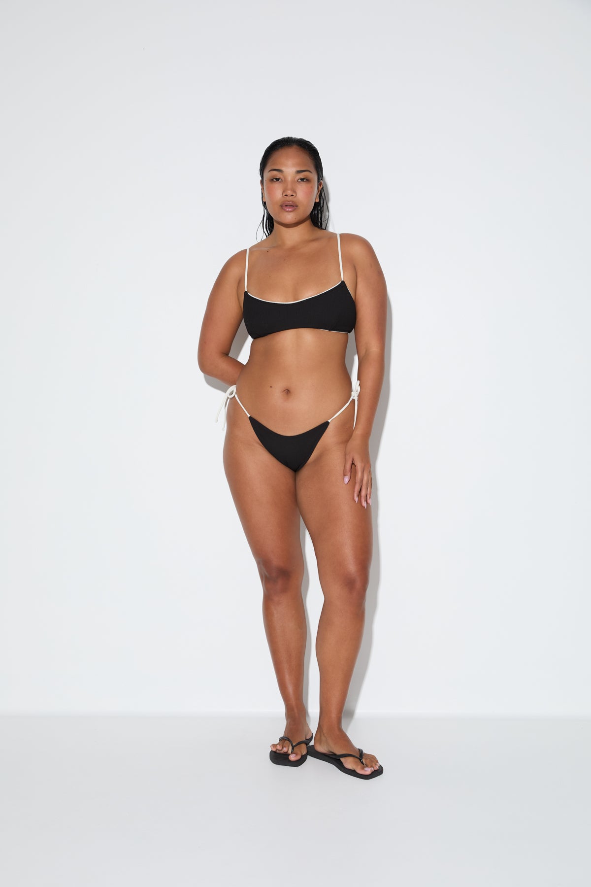 Crinkle Minimal Bralette Top - Black