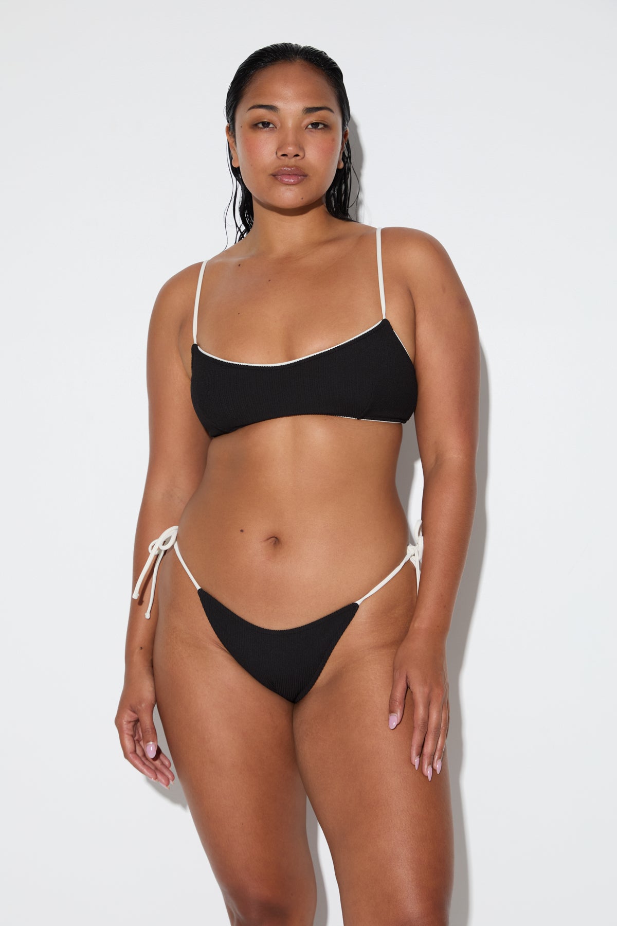 Crinkle Minimal Bralette Top - Black