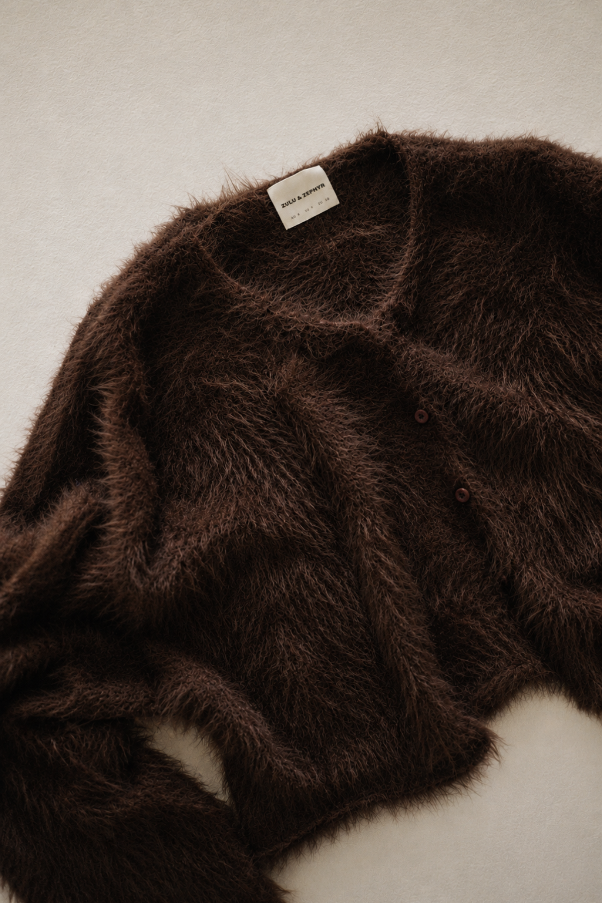 Fluffy Knit Cardigan - Chocolate