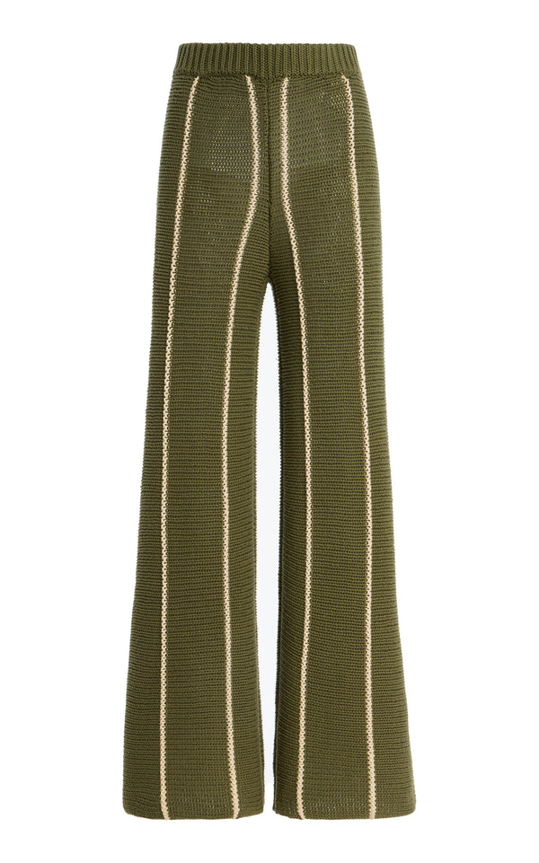 Olive Stripe Knit Pant