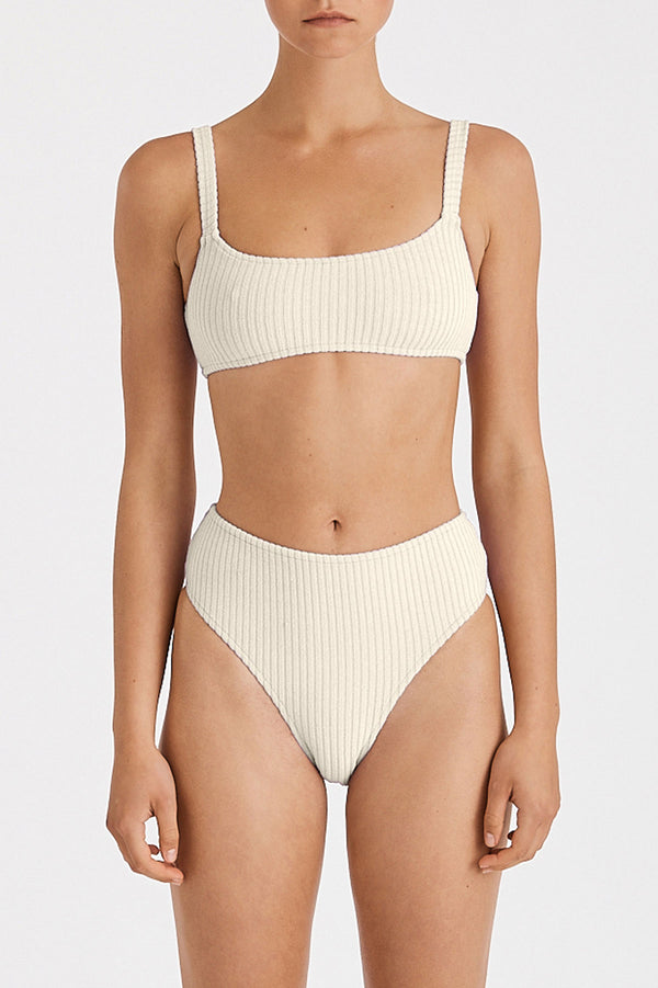 Cord Towelling Waisted Brief - Ivory