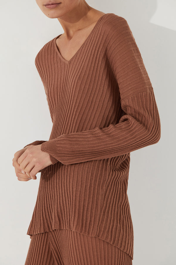 Ribbed Knit Top - Earth